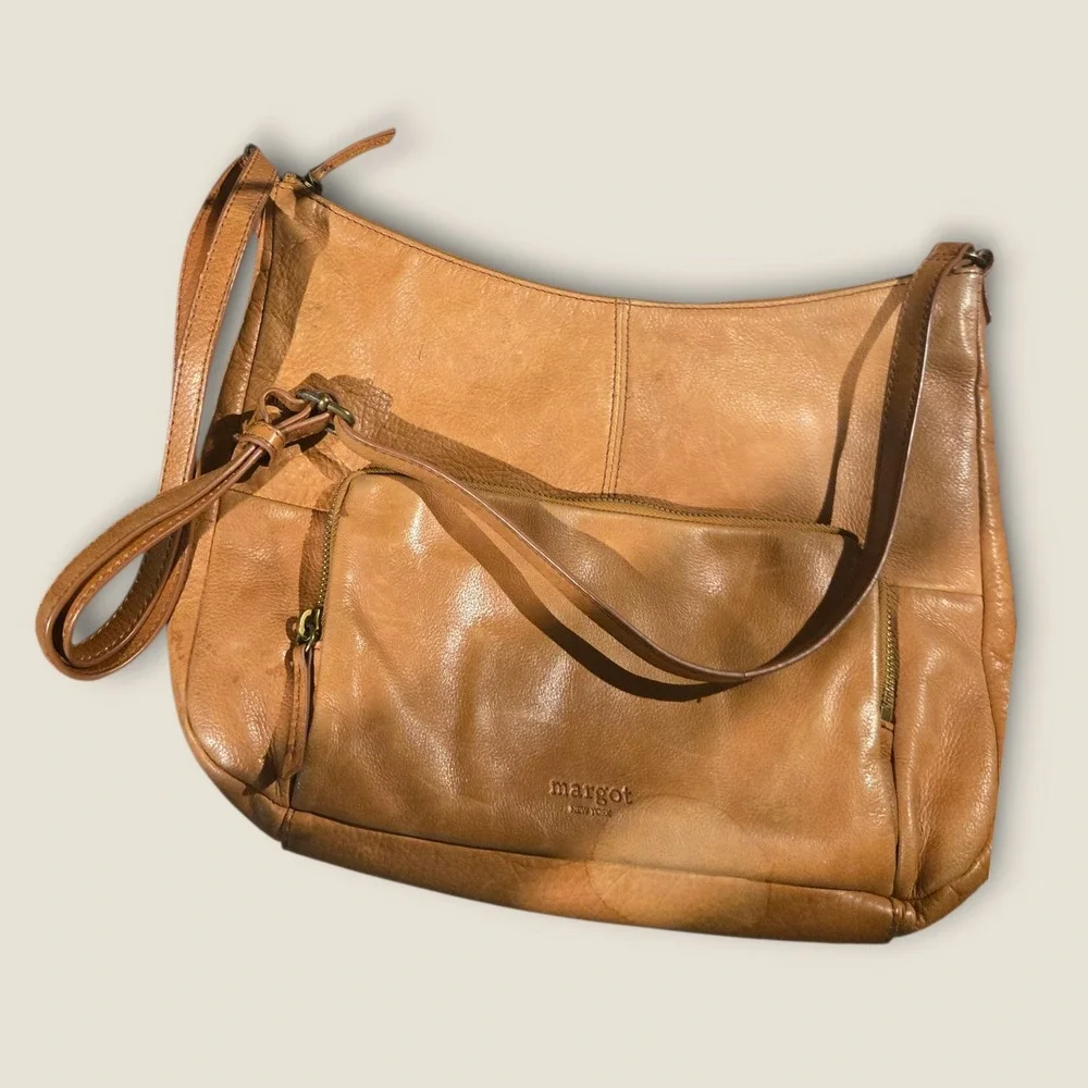 Vintage Margot New York Leather Hobo Bag 2000s 13x13